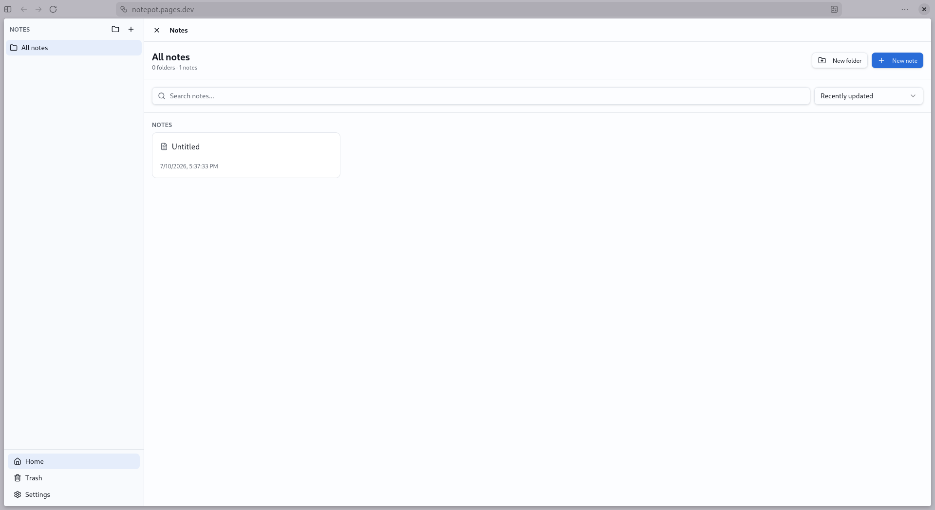 NotePot interface